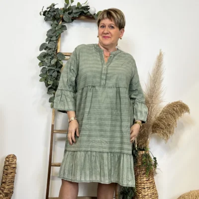 Z319- Robe coton délavé C'Mélodie - kaki - taille-unique-grande-taille