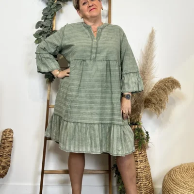 Z319- Robe coton délavé C'Mélodie - kaki - taille-unique-grande-taille