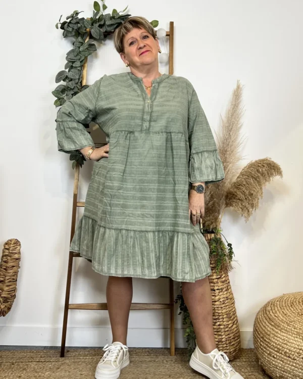 Z319- Robe coton délavé C'Mélodie - kaki - taille-unique-grande-taille