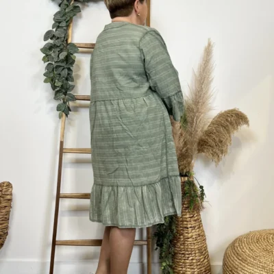 Z319- Robe coton délavé C'Mélodie - kaki - taille-unique-grande-taille