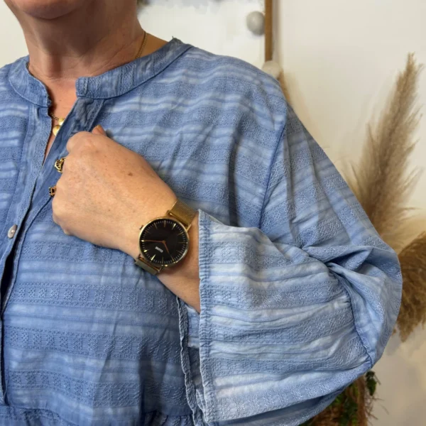 Z319- Robe coton délavé C'Mélodie - bleu-jeans - taille-unique-grande-taille