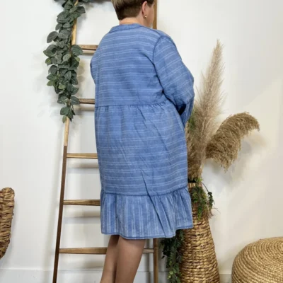 Z319- Robe coton délavé C'Mélodie - bleu-jeans - taille-unique-grande-taille