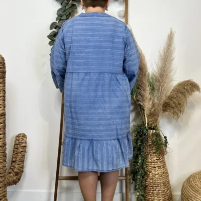 Z319- Robe coton délavé C'Mélodie - bleu-jeans - taille-unique-grande-taille