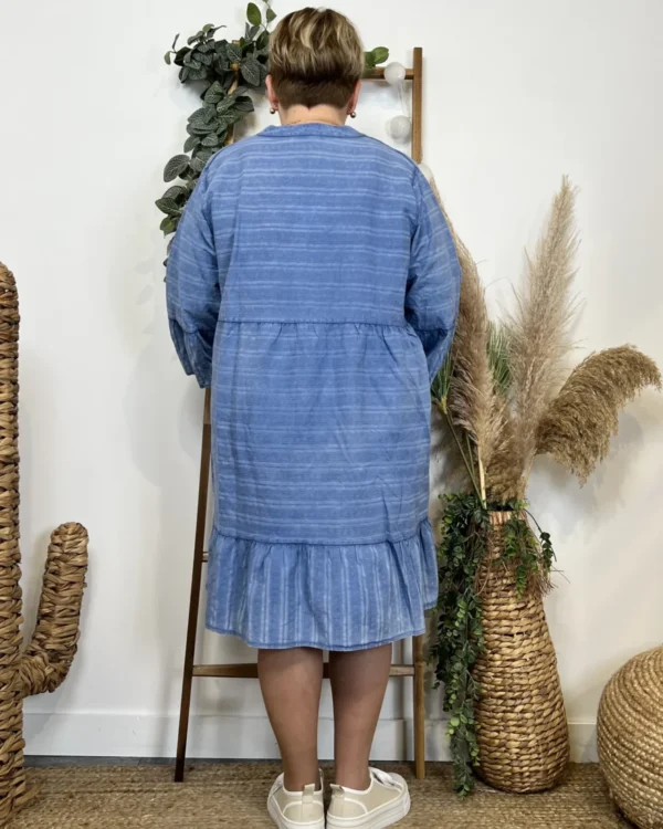 Z319- Robe coton délavé C'Mélodie - bleu-jeans - taille-unique-grande-taille
