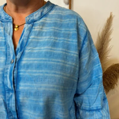 Z319- Robe coton délavé C'Mélodie - bleu-royal - taille-unique-grande-taille