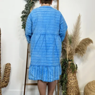Z319- Robe coton délavé C'Mélodie - bleu-royal - taille-unique-grande-taille
