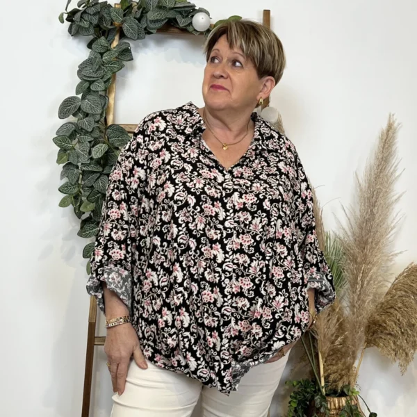 K597 - Chemise imprimée Akoz (T42-T46) - noir - 46