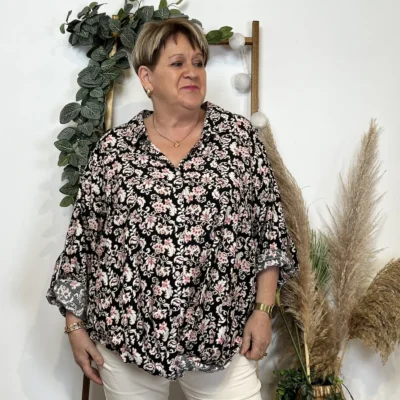 K597 - Chemise imprimée Akoz (T42-T46) - noir - 46