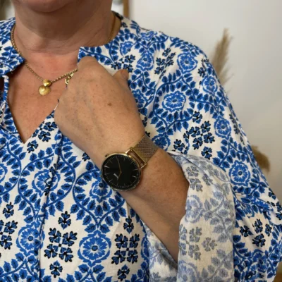 K548- Blouse Fleurie (T42-T46) - bleu-indigo - 46