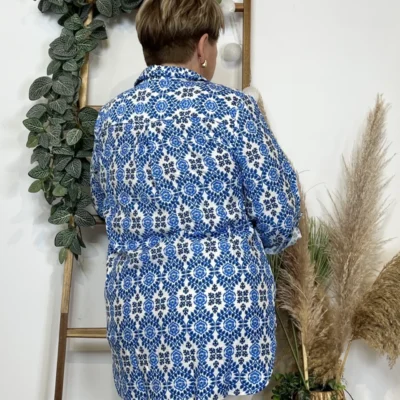 K548- Blouse Fleurie (T42-T46) - bleu-indigo - 46