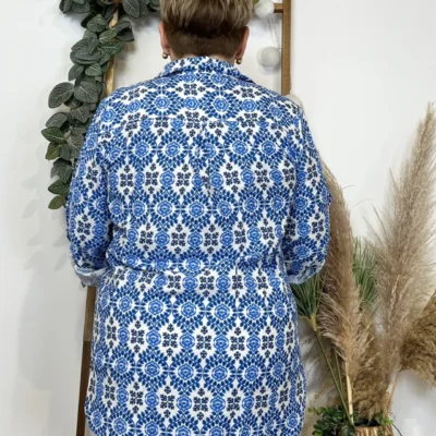 K548- Blouse Fleurie (T42-T46) - bleu-indigo - 46