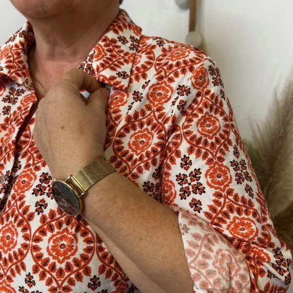 K548- Blouse Fleurie (T42-T46) - orange - 46