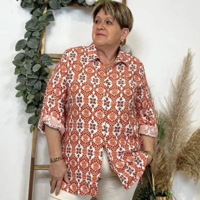K548- Blouse Fleurie (T42-T46) - orange - 46