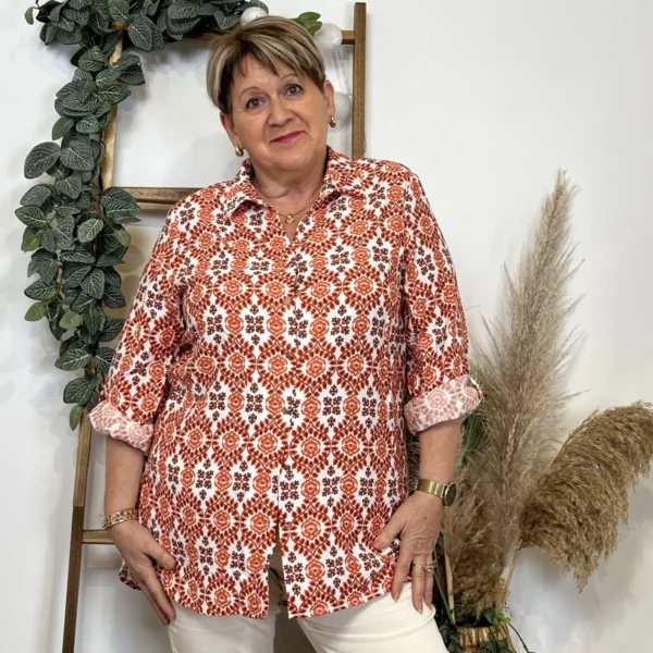 K548- Blouse Fleurie (T42-T46) - orange - 46