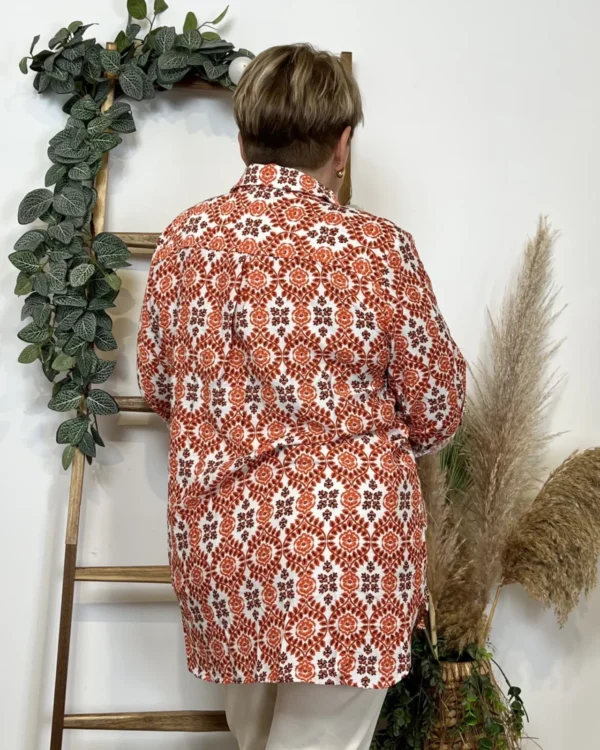 K548- Blouse Fleurie (T42-T46) - orange - 46