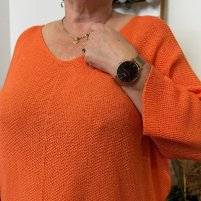 Z163- Pull Nid d'Abeille (Gt) 🇮🇹 - orange - taille-unique-grande-taille
