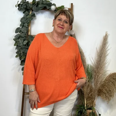 Z163- Pull Nid d'Abeille (Gt) 🇮🇹 - orange - taille-unique-grande-taille
