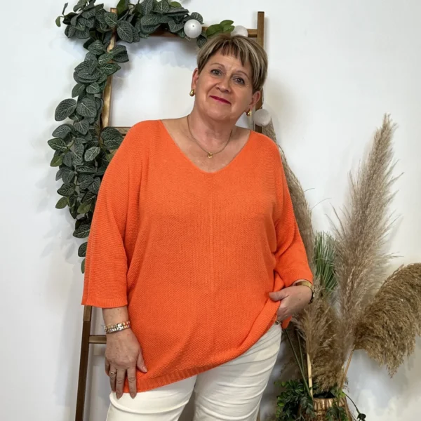 Z163- Pull Nid d'Abeille (Gt) 🇮🇹 - orange - taille-unique-grande-taille