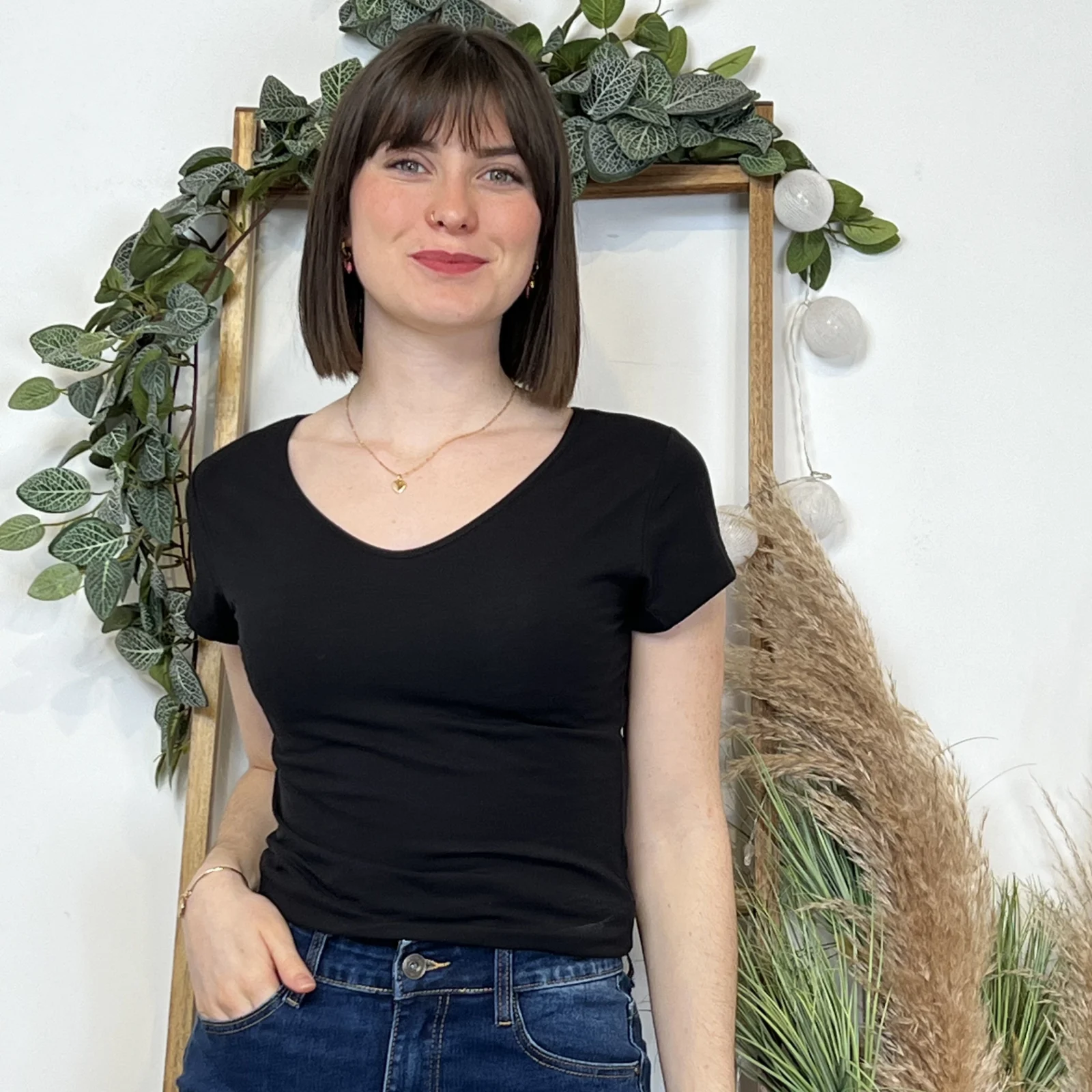T-Shirt coton Coline (T36-T44) - noir - 44