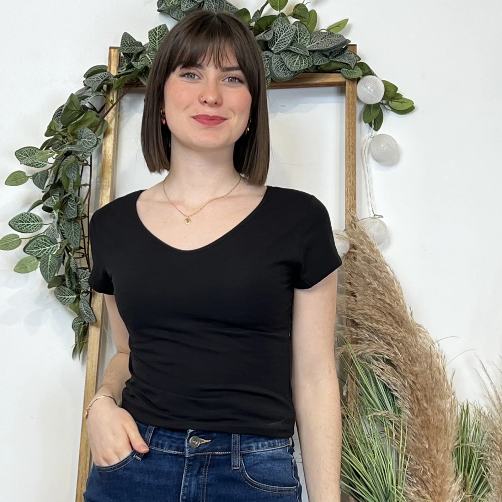 T-Shirt coton Coline (T36-T44) - noir - 44