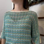 K101 - Pull rayé Lurex - bleu-turquoise - taille-unique