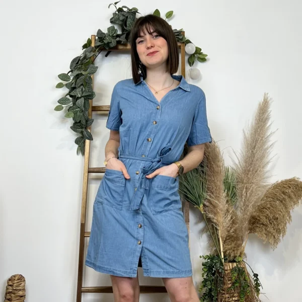 K497- Robe jean "Coline" (T36-T44) - bleu-jeans - 42