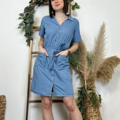 K497- Robe jean "Coline" (T36-T44) - bleu-jeans - 42