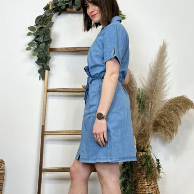 K497- Robe jean "Coline" (T36-T44) - bleu-jeans - 42