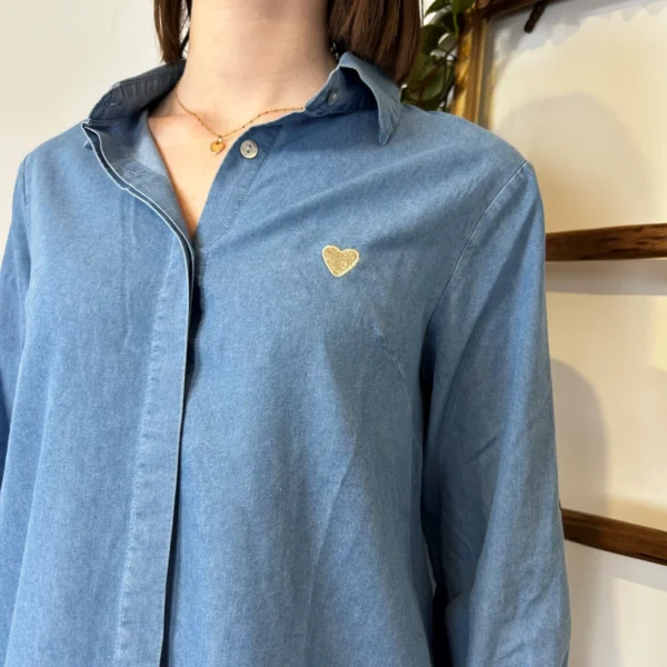 K470- Chemise coton « By One » (T36-T40) - bleu-jeans - 38