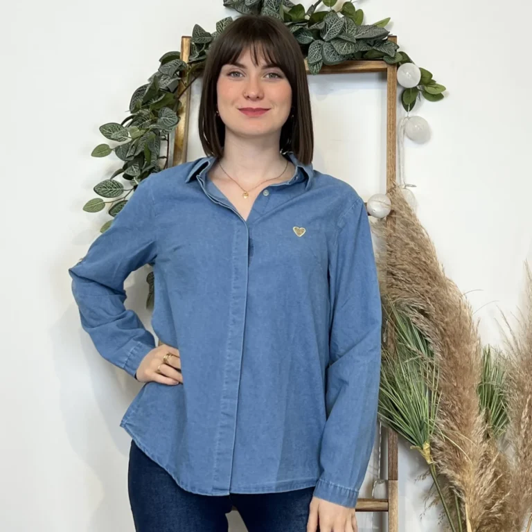 K470- Chemise coton « By One » (T36-T40) - bleu-jeans - 38