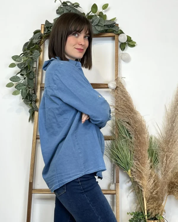 K470- Chemise coton « By One » (T36-T40) - bleu-jeans - 38