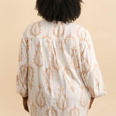 Z795- Blouse Curvy imprimée (T54-T58) - ecru - 58