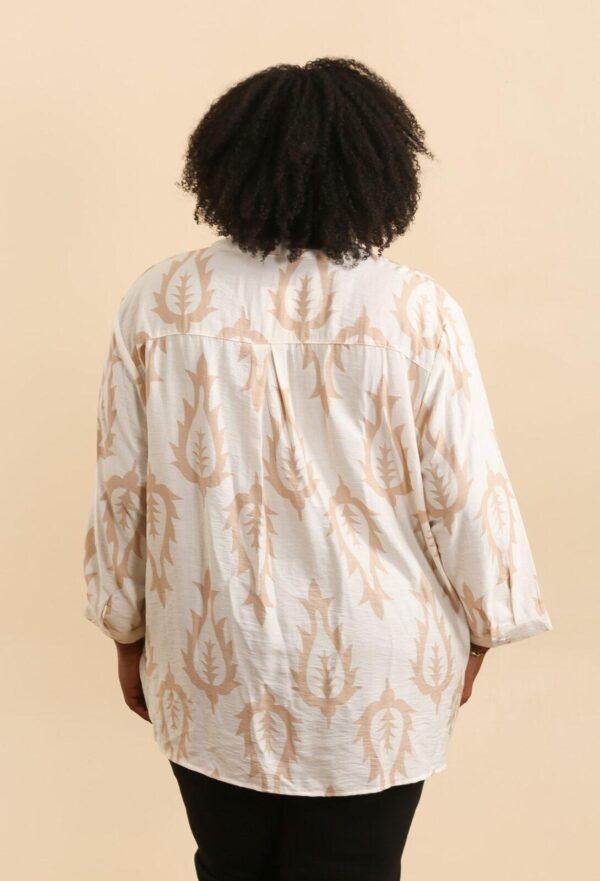 Z795- Blouse Curvy imprimée (T54-T58) - ecru - 58