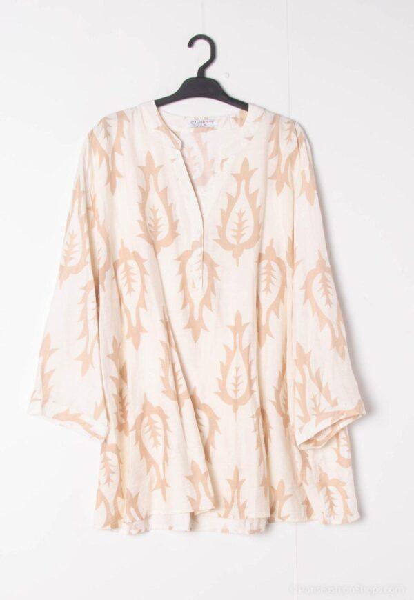 Z795- Blouse Curvy imprimée (T54-T58) - ecru - 58