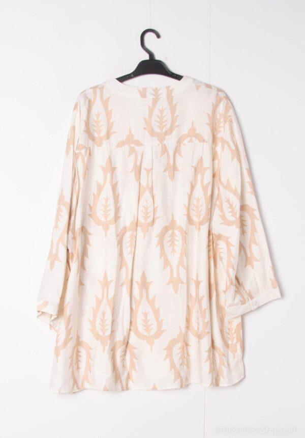 Z795- Blouse Curvy imprimée (T54-T58) - ecru - 58