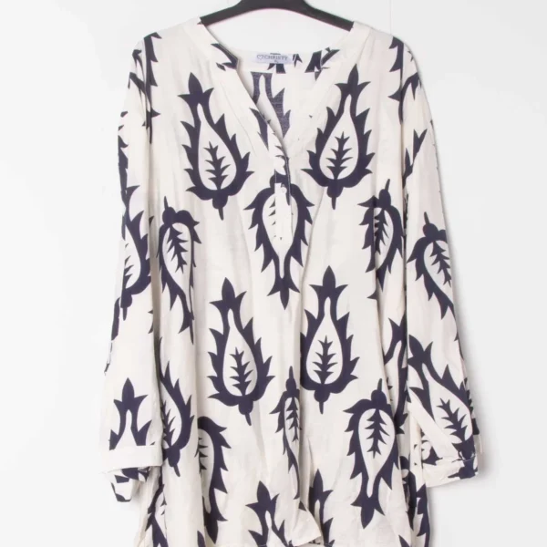 Z795- Blouse Curvy imprimée (T54-T58) - ecru - 58