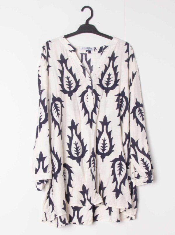 Z795- Blouse Curvy imprimée (T54-T58) - ecru - 58