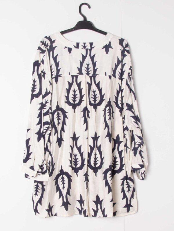 Z795- Blouse Curvy imprimée (T54-T58) - ecru - 58