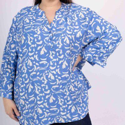 Z796- Blouse Curvy Manches 3/4 (T54-T58) - bleu-ciel - 58