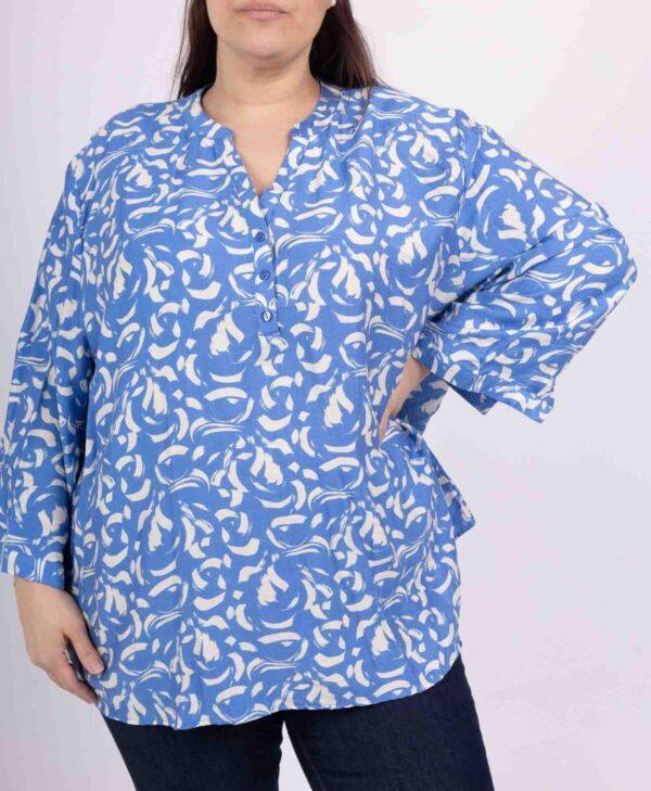Z796- Blouse Curvy Manches 3/4 (T54-T58) - bleu-ciel - 58