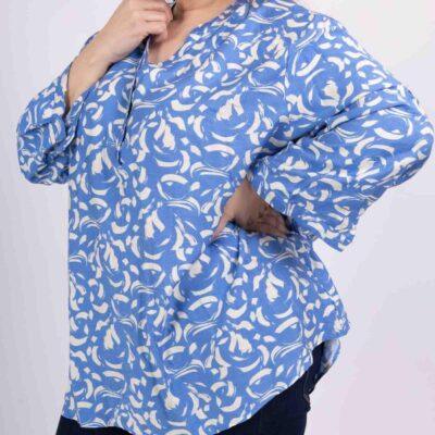 Z796- Blouse Curvy Manches 3/4 (T54-T58) - bleu-ciel - 58