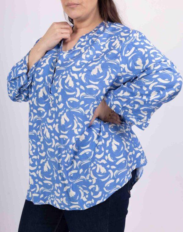 Z796- Blouse Curvy Manches 3/4 (T54-T58) - bleu-ciel - 58