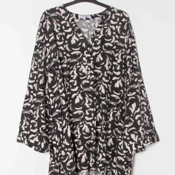 Z796- Blouse Curvy Manches 3/4 (T54-T58) - noir - 58