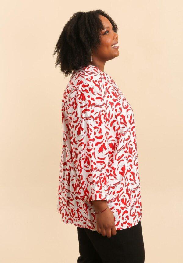 Z796- Blouse Curvy Manches 3/4 (T54-T58) - rouge - 58