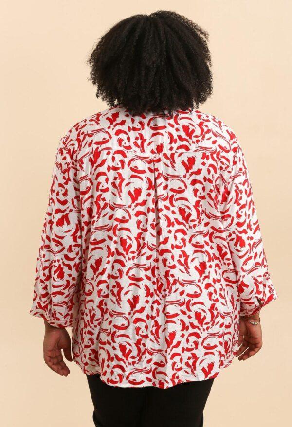 Z796- Blouse Curvy Manches 3/4 (T54-T58) - rouge - 58