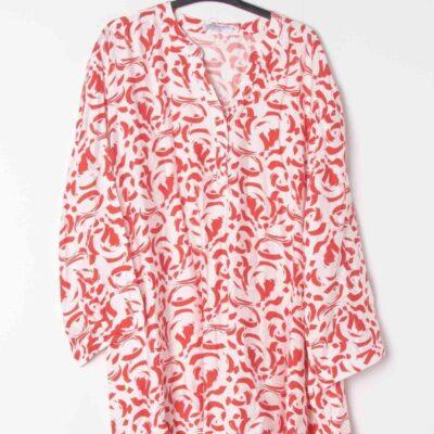 Z796- Blouse Curvy Manches 3/4 (T54-T58) - rouge - 58