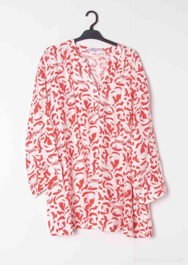 Z796- Blouse Curvy Manches 3/4 (T54-T58) - rouge - 58