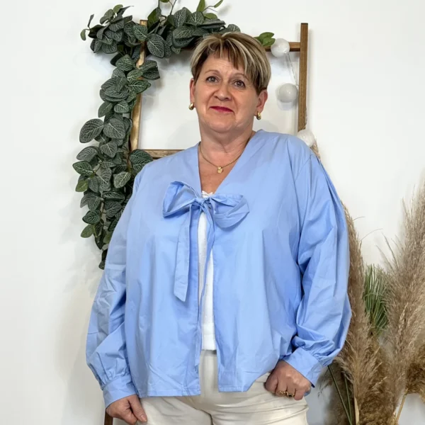 Z139- Blouse "C'Mélodie" (Gt) 🇮🇹 - bleu-ciel - taille-unique-grande-taille