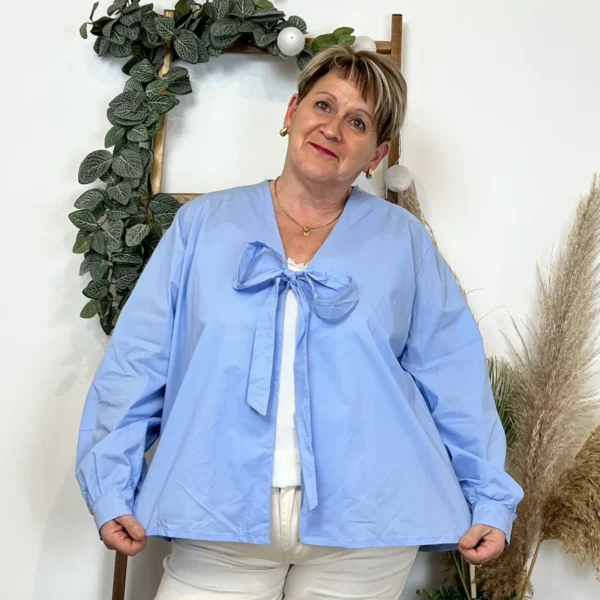 Z139- Blouse "C'Mélodie" (Gt) 🇮🇹 - bleu-ciel - taille-unique-grande-taille