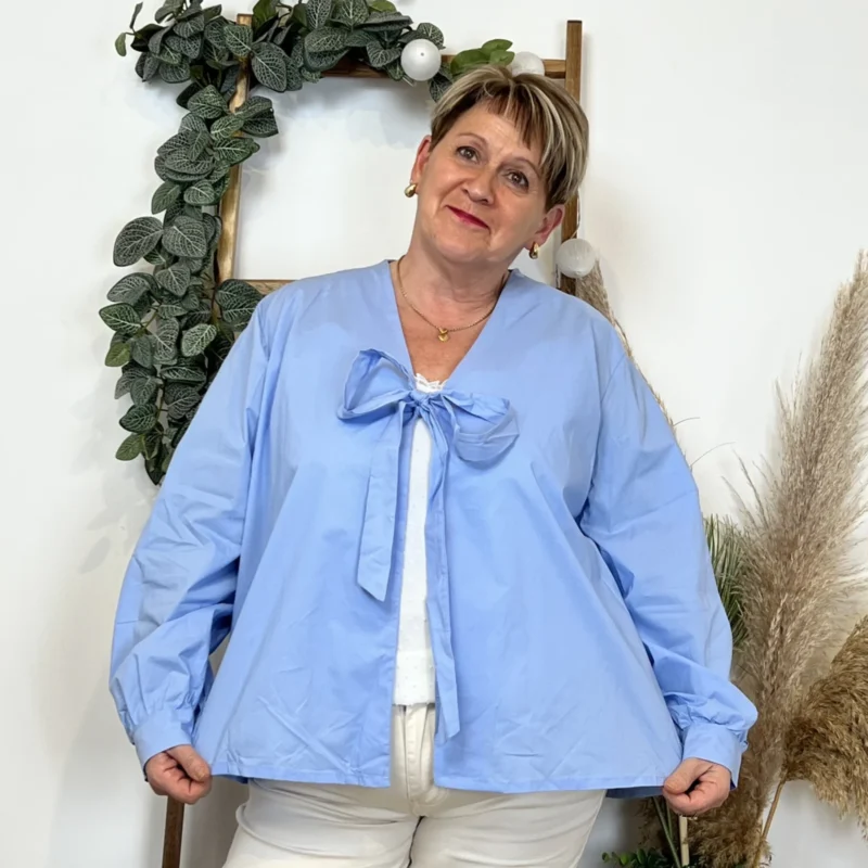 Z139- Blouse "C'Mélodie" (Gt) 🇮🇹 - bleu-ciel - taille-unique-grande-taille